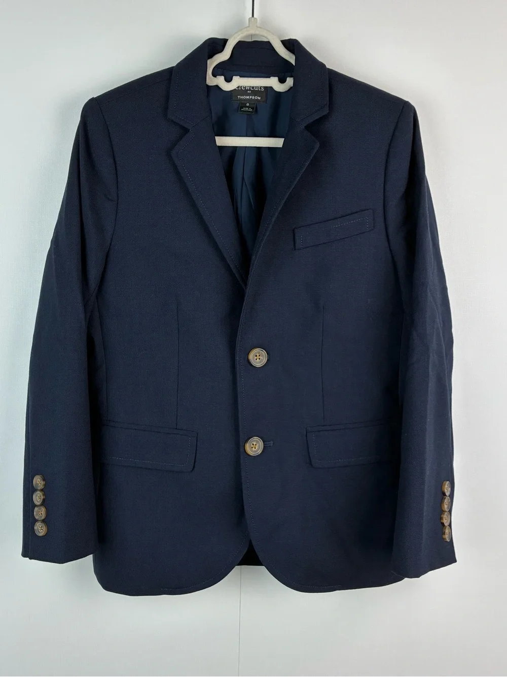 Crewcuts by J.Crew boy's Navy Thompson two-button 100% Wool blazer Size 8
